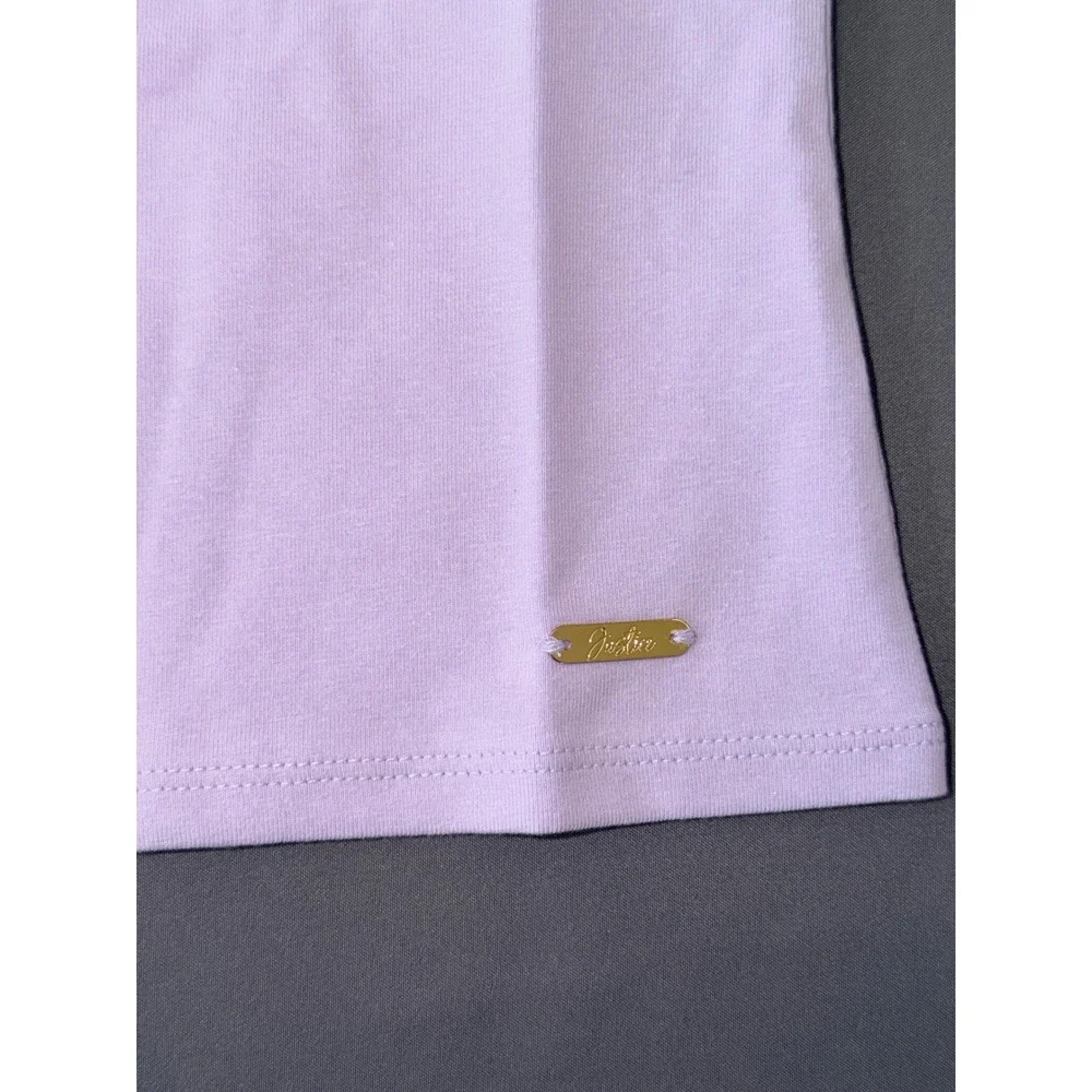 Justice Girls Lavender Purple Seamed Short Sleeve Tee Shirt Size L 12/14 NWT